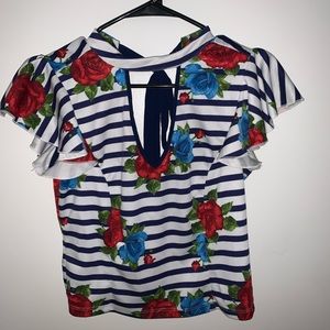 Floral striped crop top